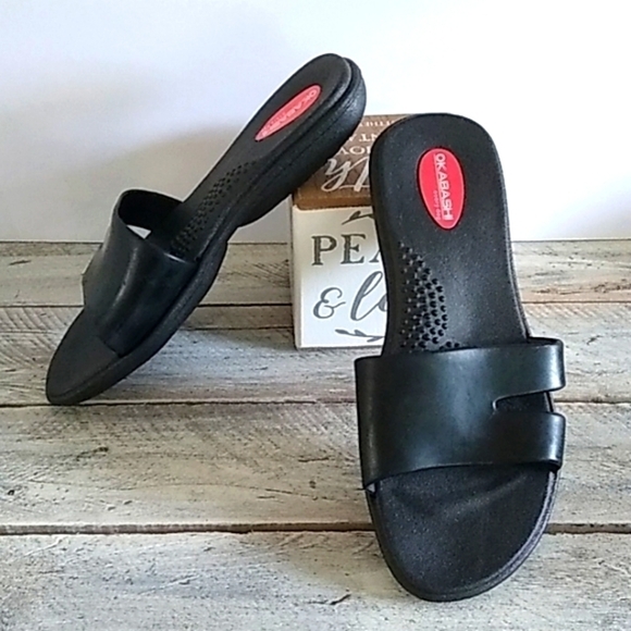 OKABASHI Black Slide Sandal Small - Picture 1 of 10